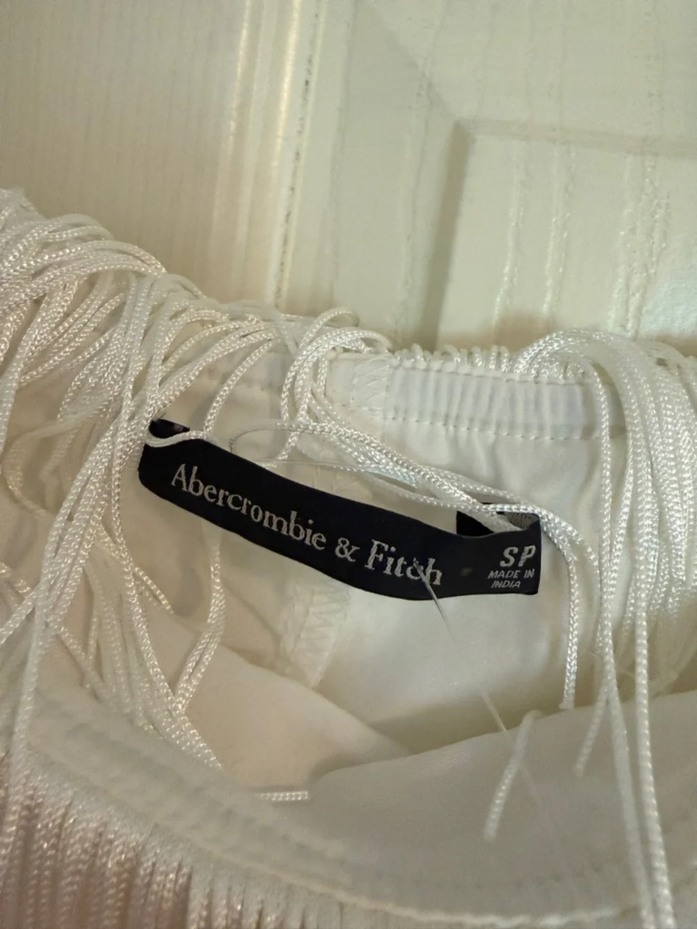 Abercrombie & Fitch White Fringe Spaghetti-Strap Mini Dress - Picture 5 of 7